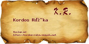 Kordos Réka névjegykártya